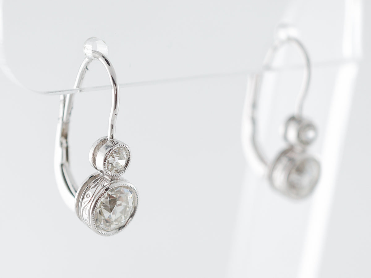 Deco Style Diamond Earrings 1 Carat in Platinum