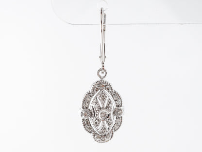 Deco Style Dangle Earrings w/ Diamonds in White Gold