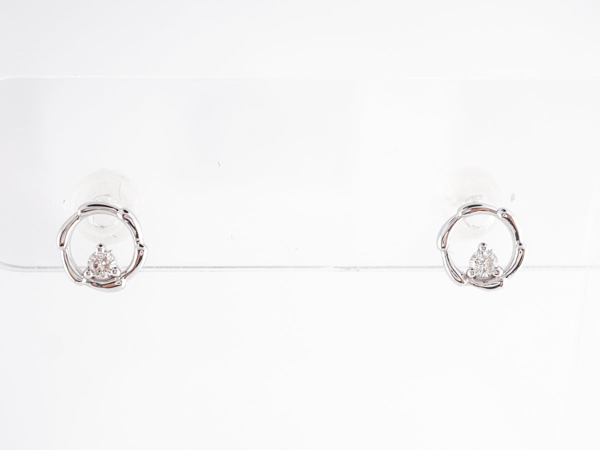 Delicate Diamond Hoop Earrings in 14k White Gold