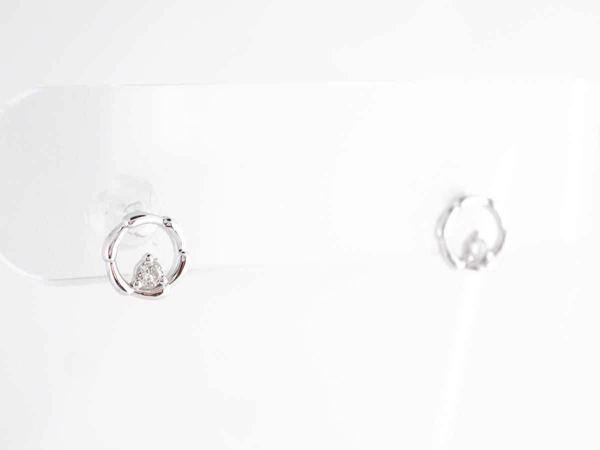 Delicate Diamond Hoop Earrings in 14k White Gold