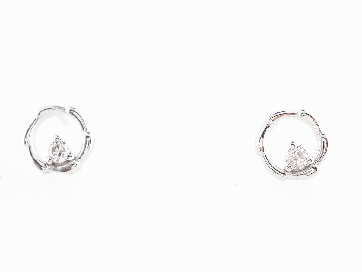 Delicate Diamond Hoop Earrings in 14k White Gold