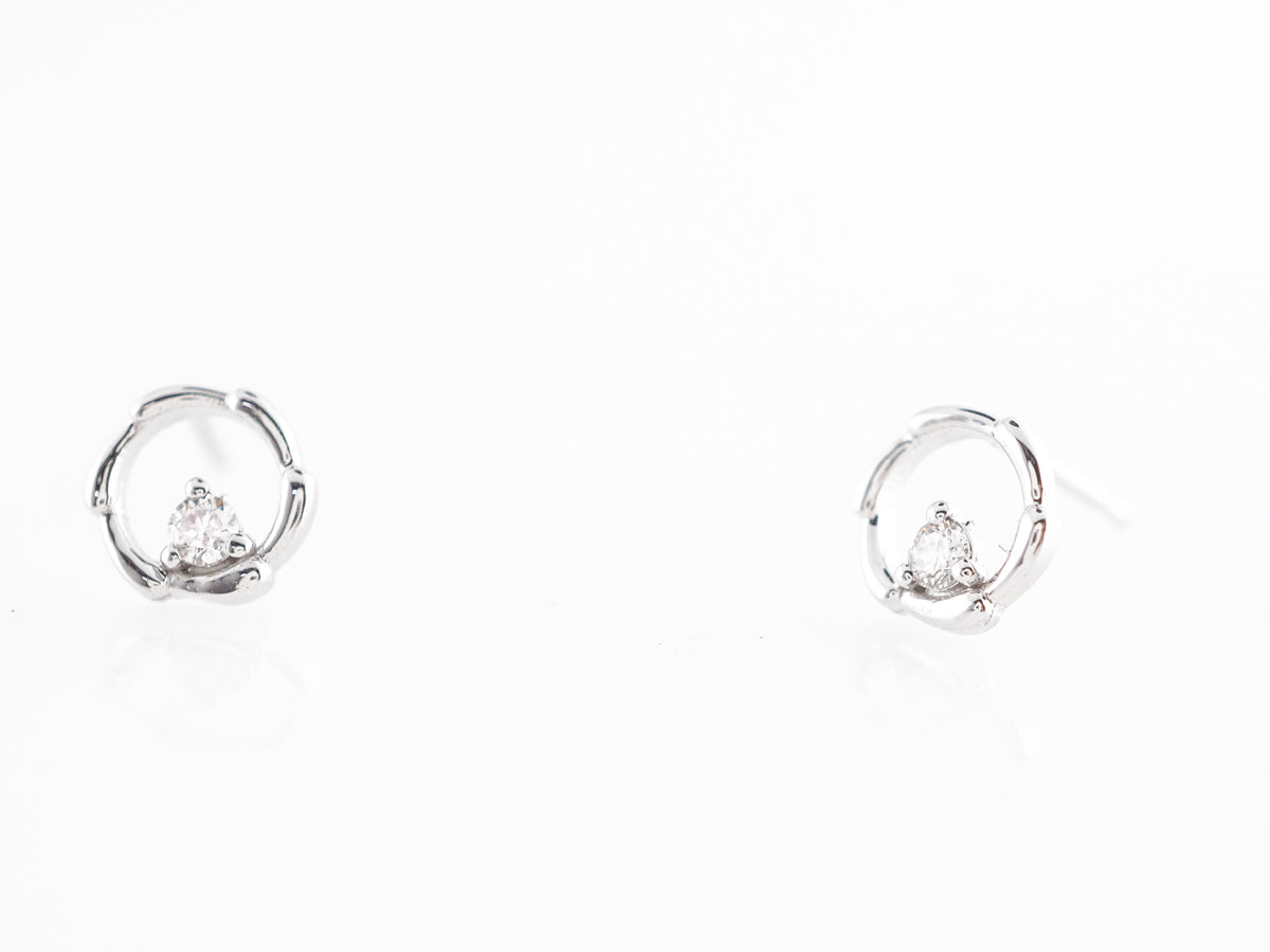 Delicate Diamond Hoop Earrings in 14k White Gold