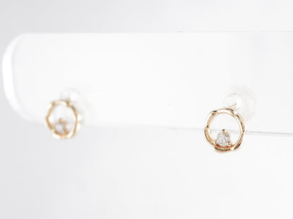 Light Diamond Hoop Earrings in 14k Yellow Gold