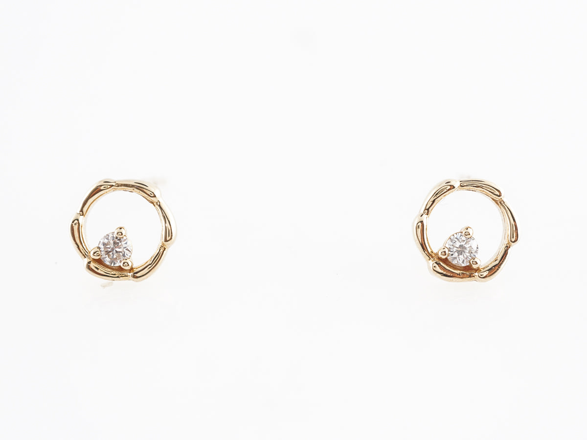 Light Diamond Hoop Earrings in 14k Yellow Gold