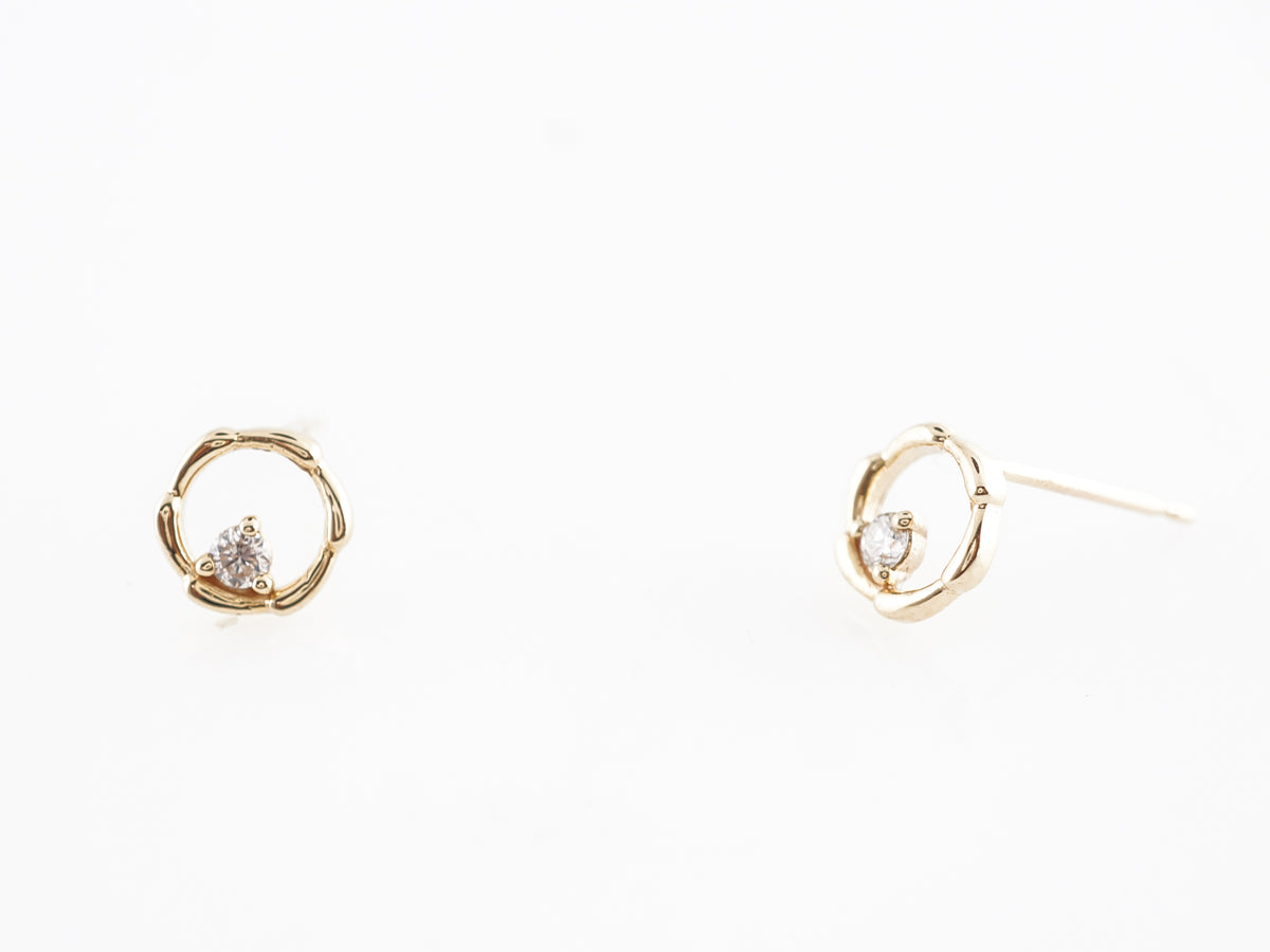 Light Diamond Hoop Earrings in 14k Yellow Gold