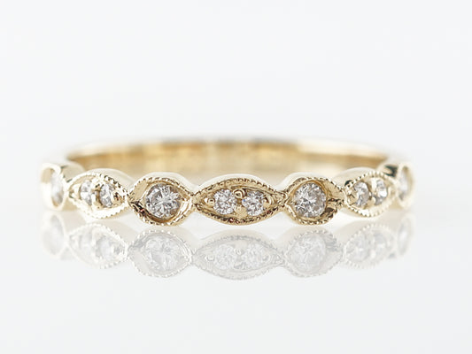 Yellow Gold Diamond Milgrain Wedding Band in 14k