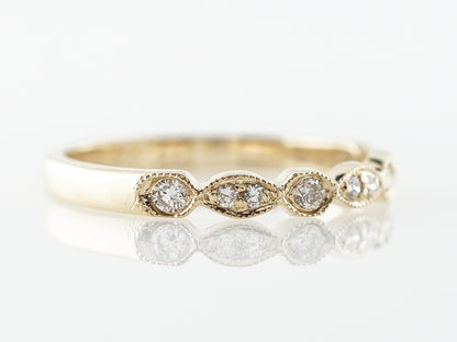 Yellow Gold Diamond Milgrain Wedding Band in 14k