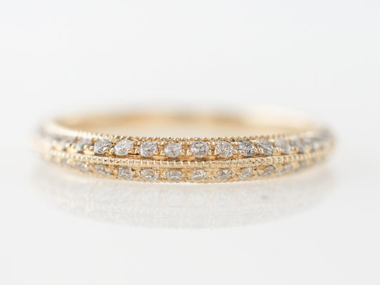 Knife Edge Wedding Band w/ Diamonds in Yellow Gold