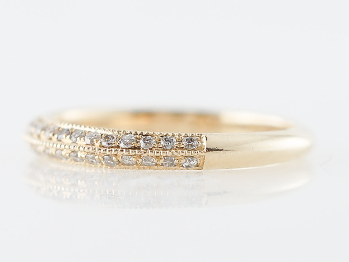 Knife Edge Wedding Band w/ Diamonds in Yellow Gold