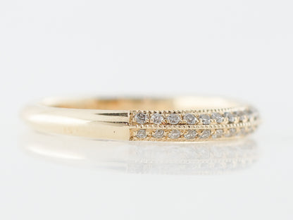 Knife Edge Wedding Band w/ Diamonds in Yellow Gold