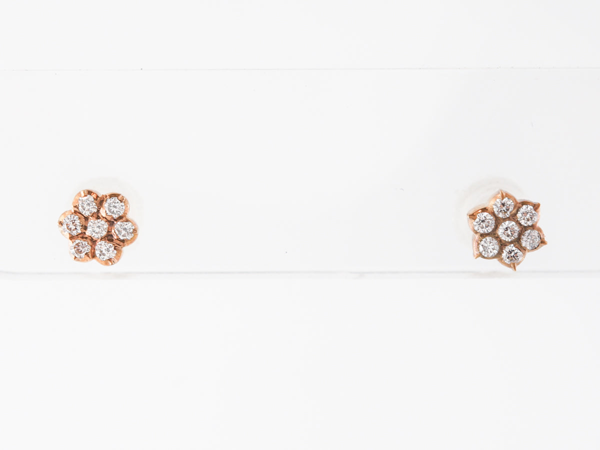 Diamond Cluster Earrings in 14k Yellow Gold