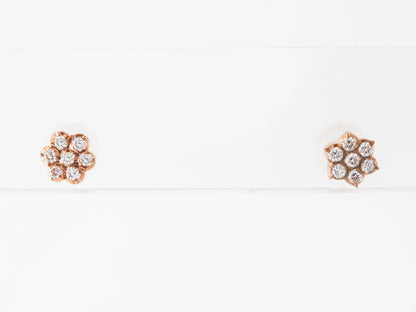 Diamond Cluster Earrings in 14k Yellow Gold