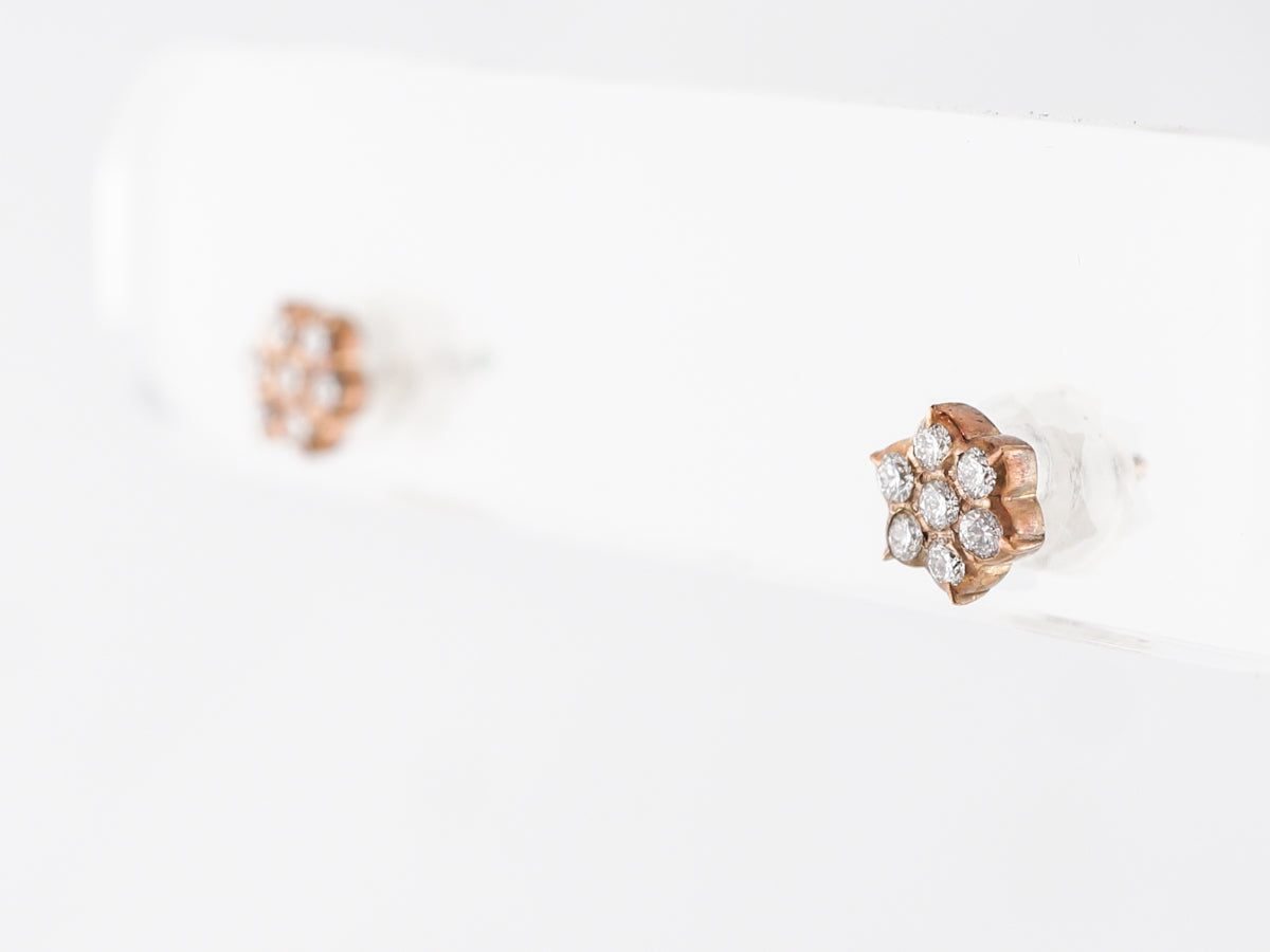 Diamond Cluster Earrings in 14k Yellow Gold