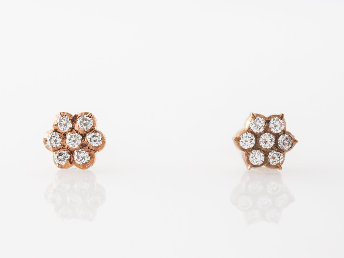 Diamond Cluster Earrings in 14k Yellow Gold