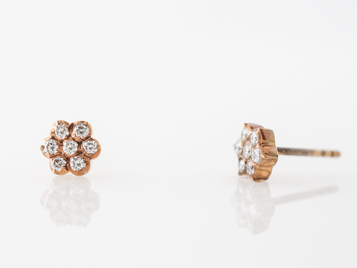 Diamond Cluster Earrings in 14k Yellow Gold