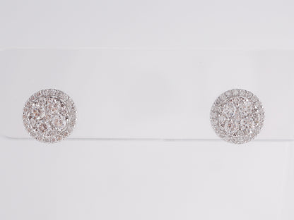 Diamond Cluster Halo Stud Earrings in 14k White Gold