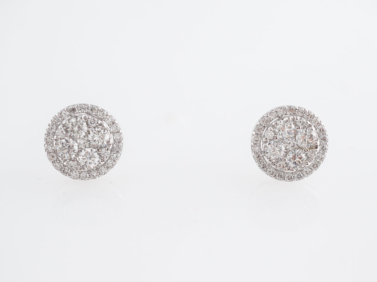 White Gold Cluster Earrings w/ Diamonds