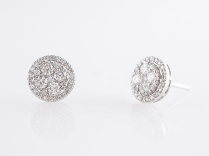 Diamond Cluster Halo Stud Earrings in 14k White Gold