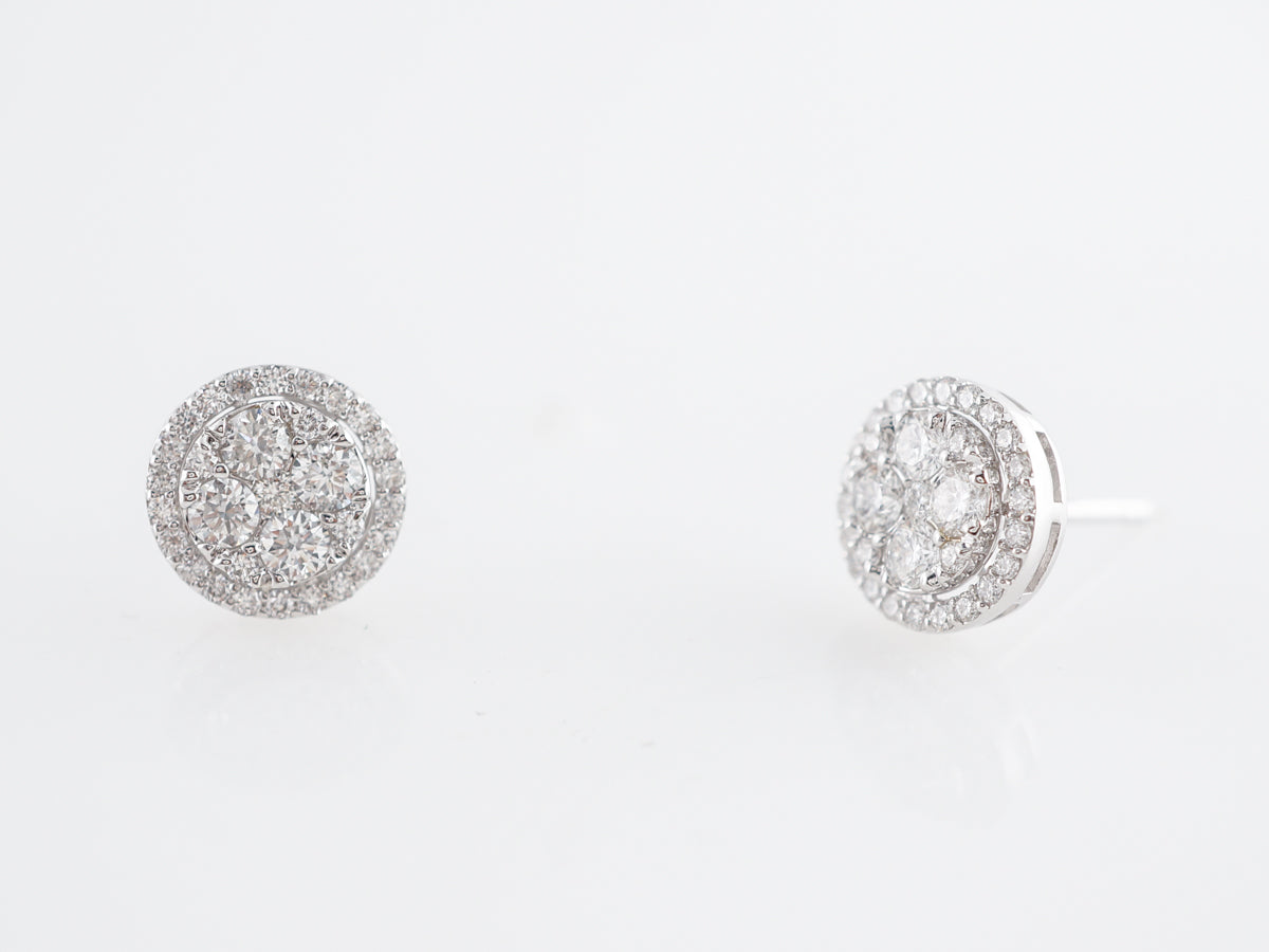 White Gold Cluster Earrings w/ Diamonds