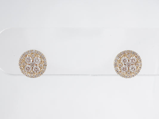 Yellow Gold Cluster Earrings w/ Diamonds