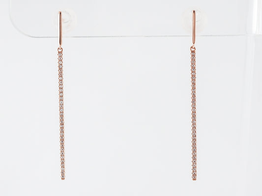 Thin Diamond Dangle Earrings in 18k Rose Gold