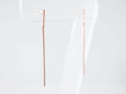 Thin Diamond Dangle Earrings in 18k Rose Gold