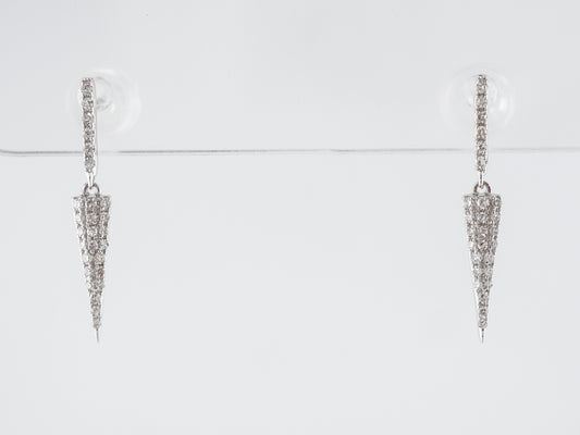 Pave Diamond Dangle Earrings in 18k White Gold