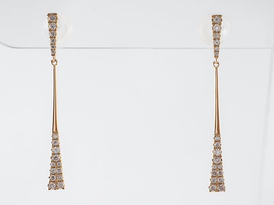 Tapered Diamond Dangle Earrings in 18k Yellow Gold
