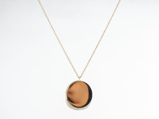 Disc Pendant w/ Diamonds in 18k Yellow Gold