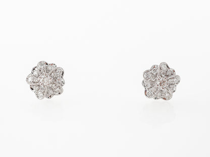 Diamond Flower Cluster Earrings in 18k White Gold