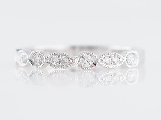 Diamond & Milgrain Wedding Band in 14k White Gold