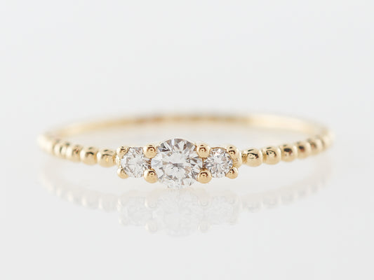Petit Diamond Ring in Beaded 18k Yellow Gold