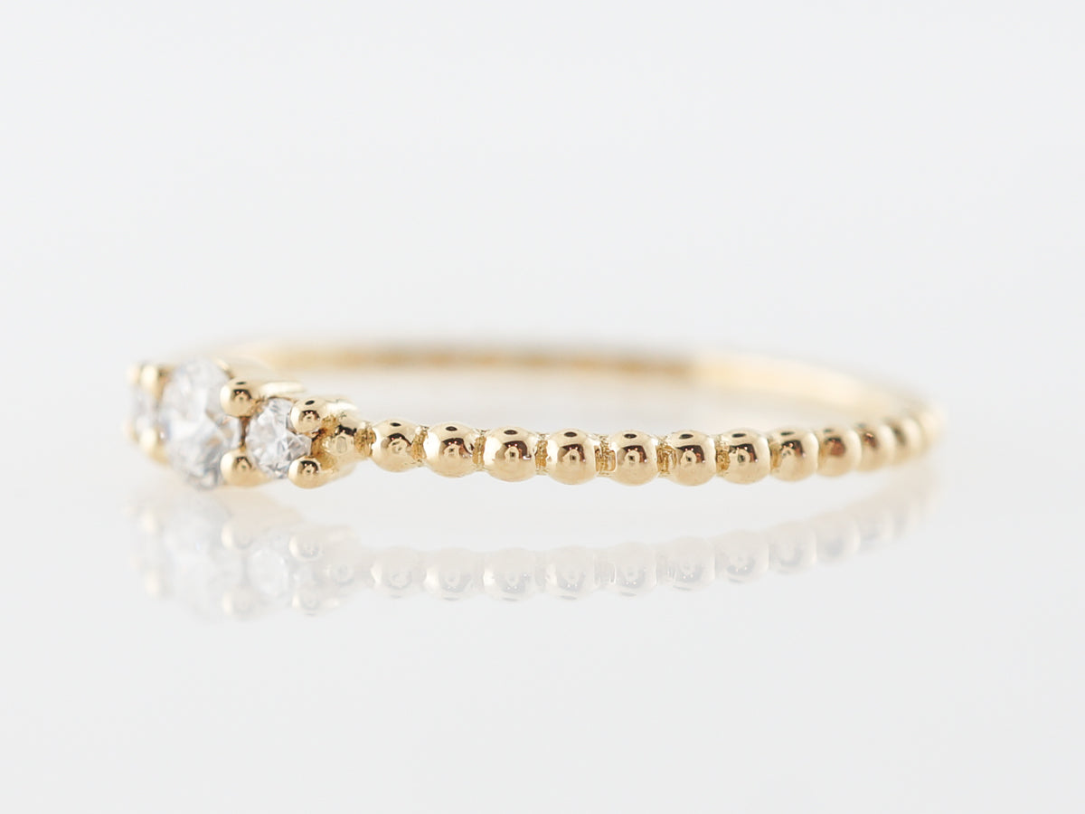 Petit Diamond Ring in Beaded 18k Yellow Gold