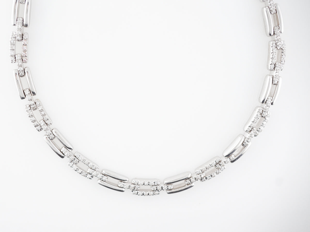 Diamond Pave Chain Necklace 18k White Gold 16 inches