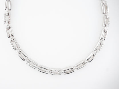 Diamond Pave Chain Necklace 18k White Gold 16 inches