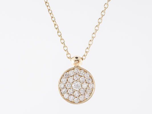 Pave Diamond Disc Pendant in 14k Yellow Gold