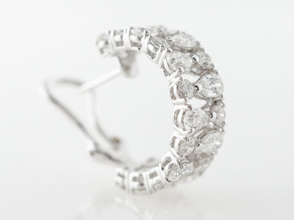 Small Diamond Hoop Earrings w/ Pear & Round Cuts in White Gold