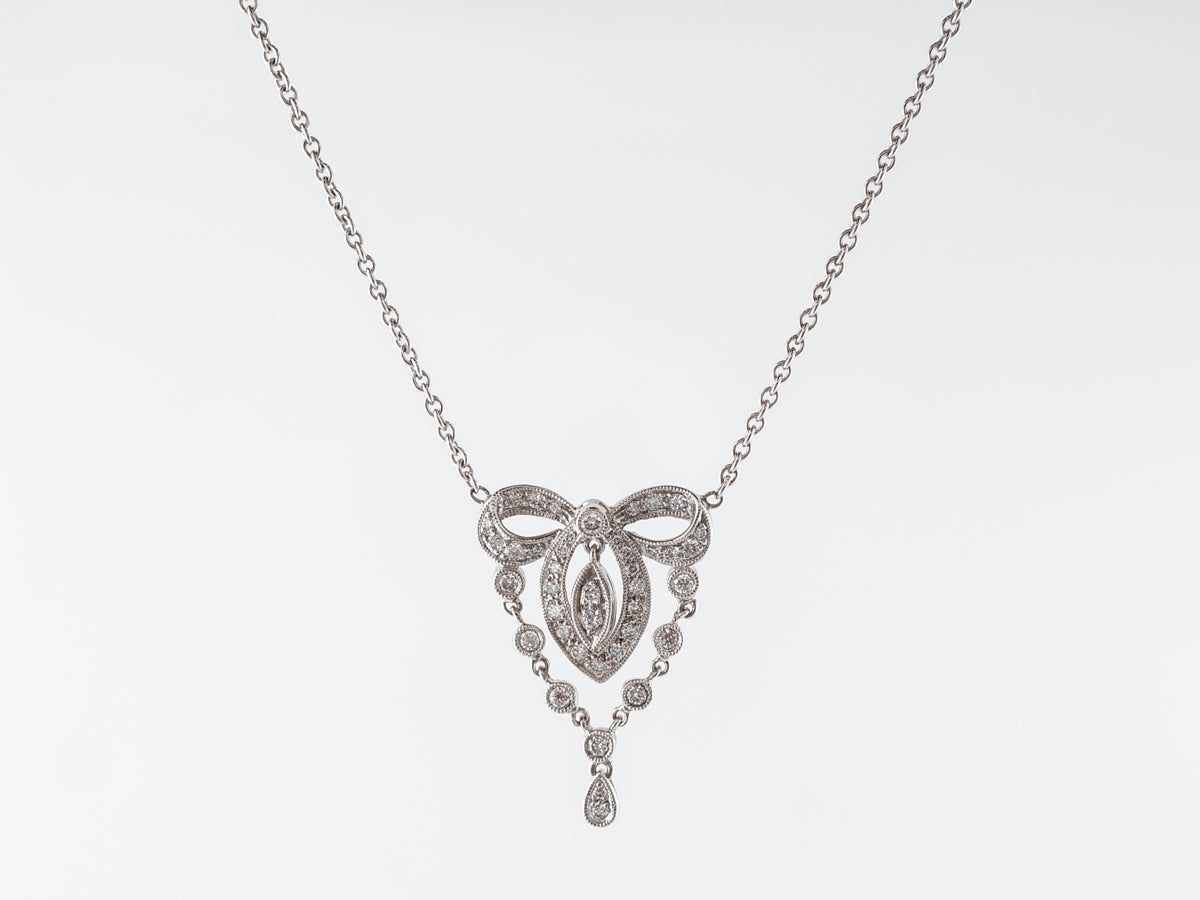 Art Deco Style Diamond Necklace in 18k White Gold