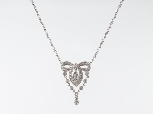 Art Deco Style Diamond Necklace in 18k White Gold