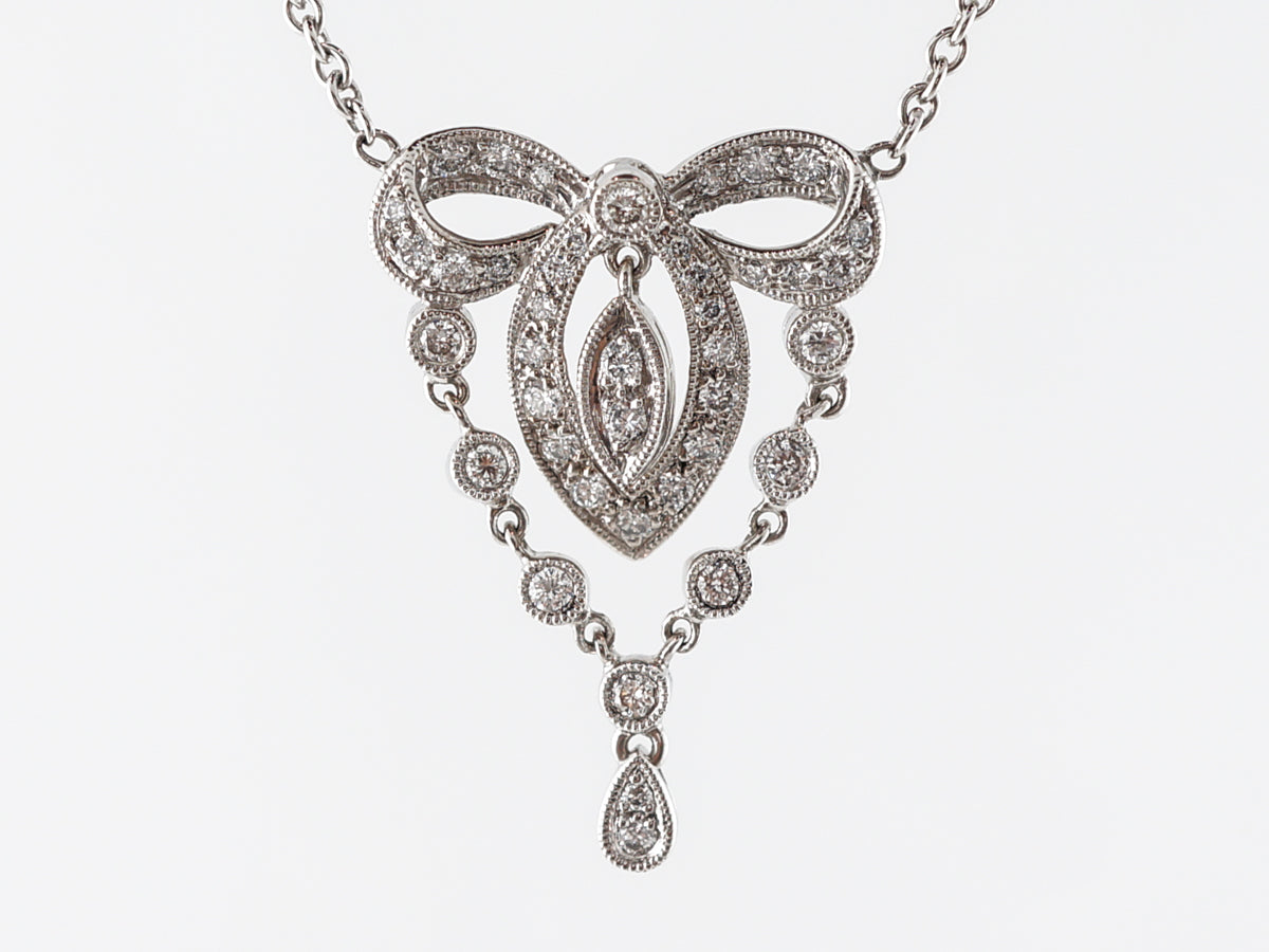 Art Deco Style Diamond Necklace in 18k White Gold