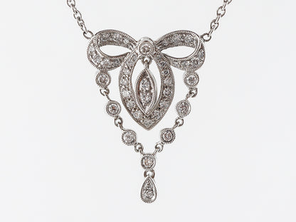 Art Deco Style Diamond Necklace in 18k White Gold