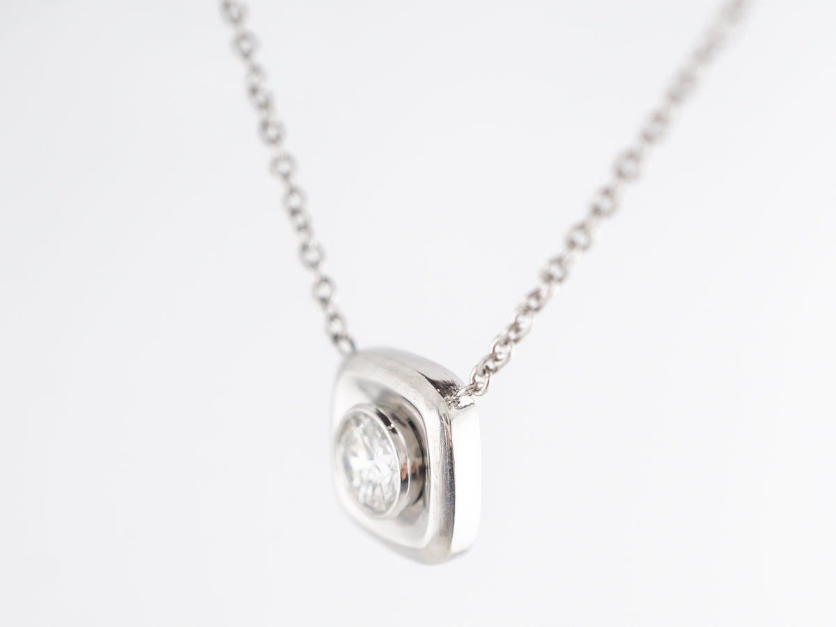 Solitaire Diamond Pendant in Platinum w/ 18k White Gold Chain