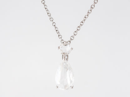 Rose & Pear Shape Diamond Pendant White Gold