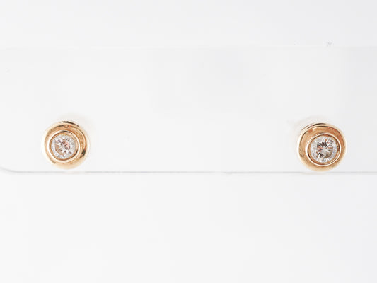 Bezel Diamond Stud Earrings in 14k Yellow Gold