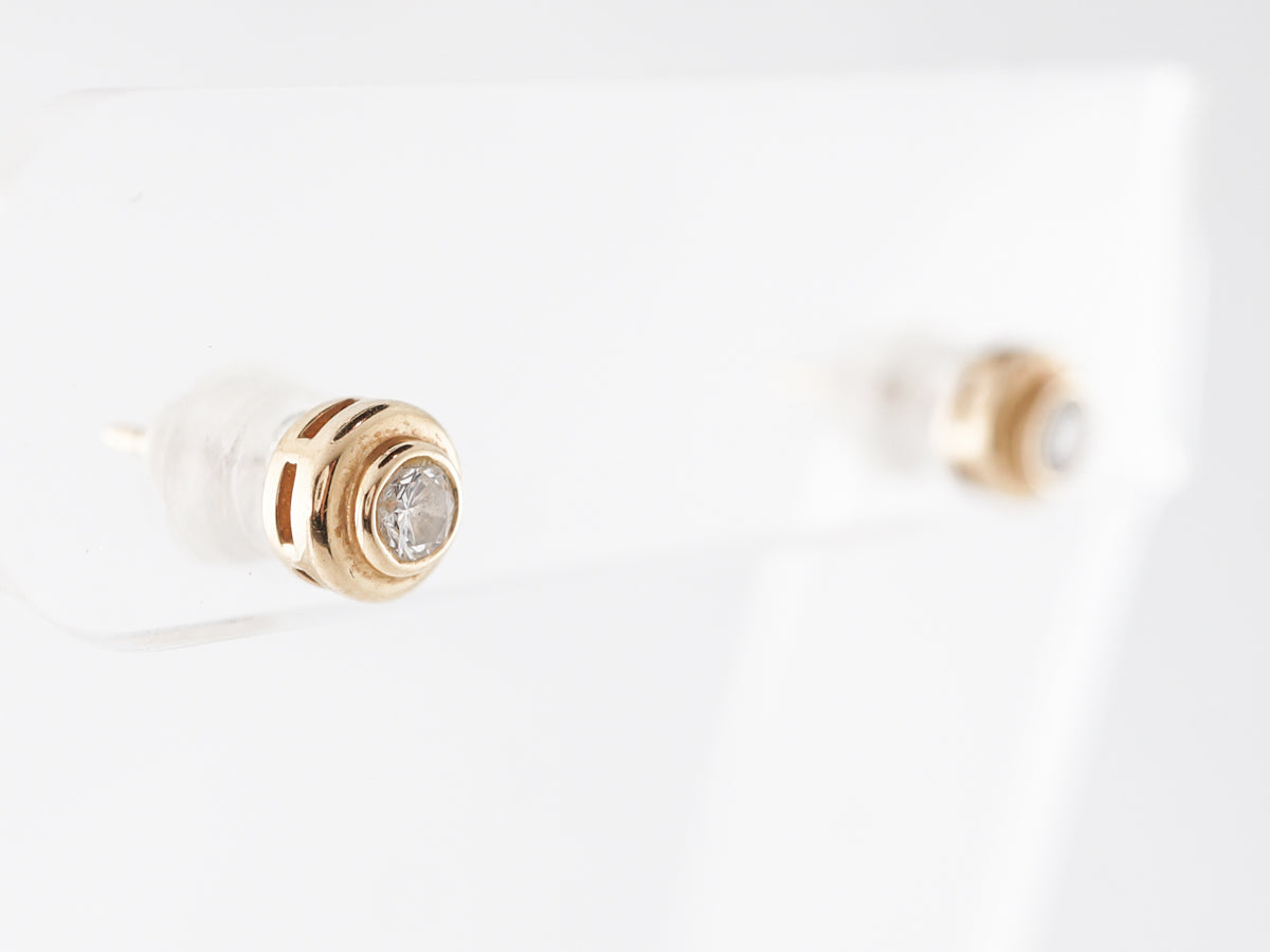 Bezel Diamond Stud Earrings in 14k Yellow Gold