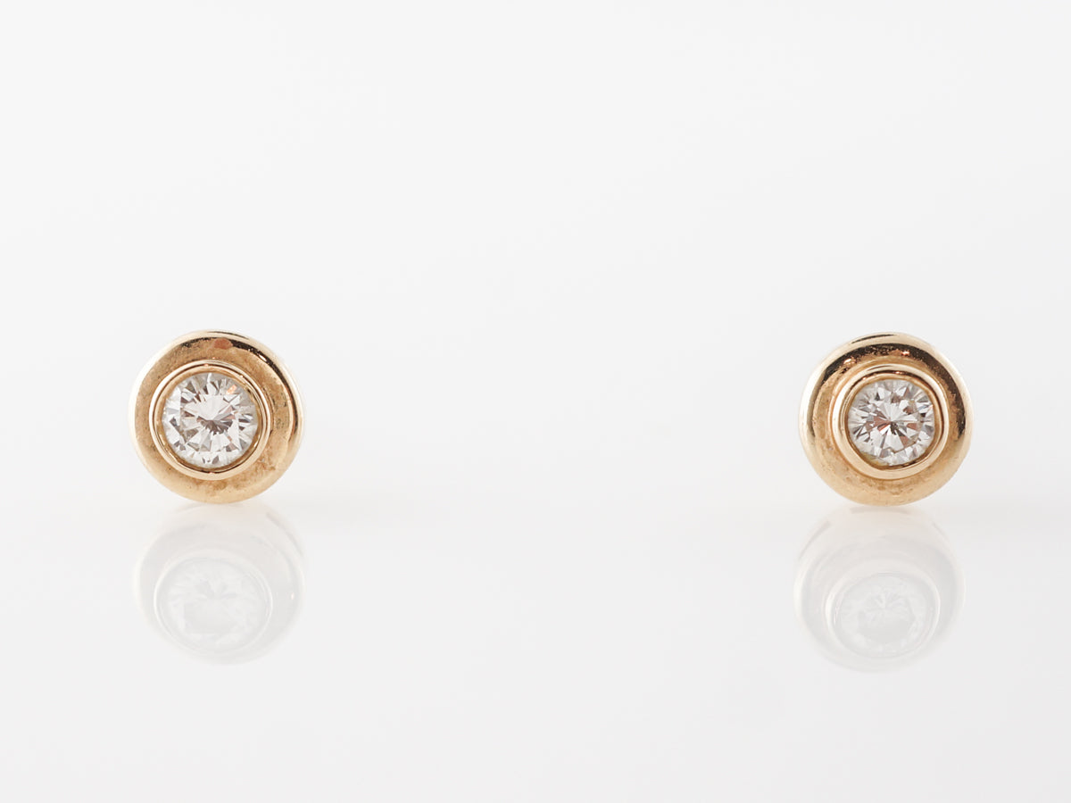 Bezel Diamond Stud Earrings in 14k Yellow Gold