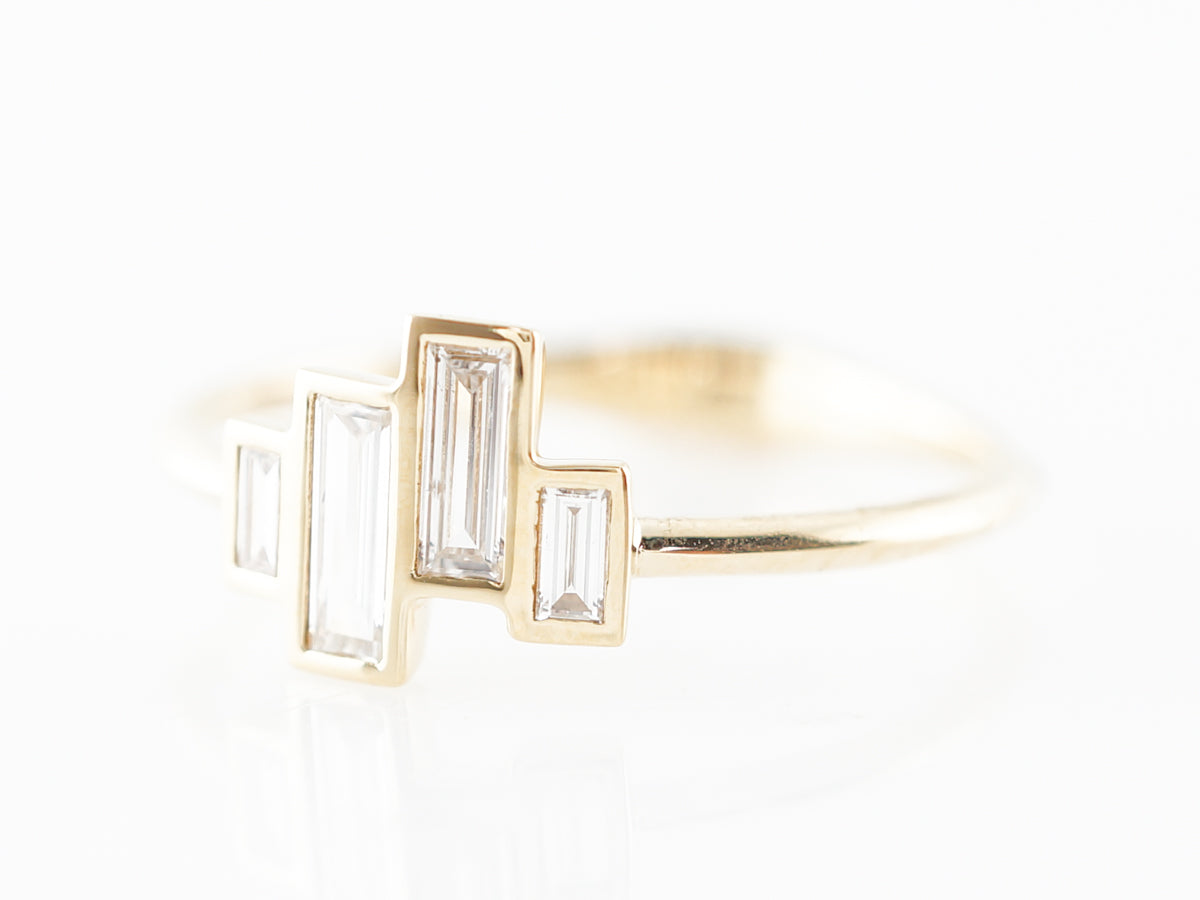Baguette Diamond Right Hand Ring 18k Yellow Gold