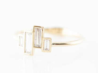 Baguette Diamond Right Hand Ring 18k Yellow Gold
