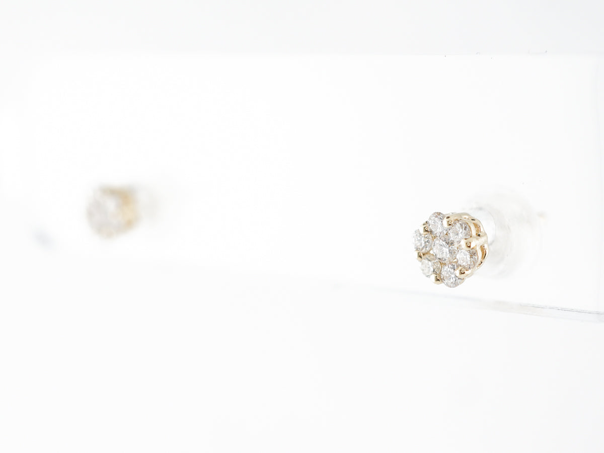 Cluster Diamond Stud Earrings in 14k Yellow Gold