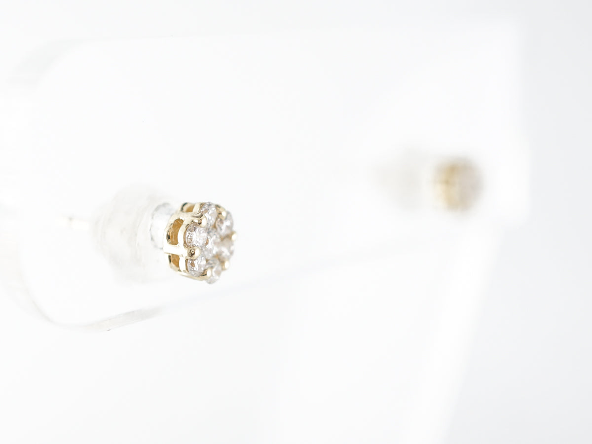 Cluster Diamond Stud Earrings in 14k Yellow Gold